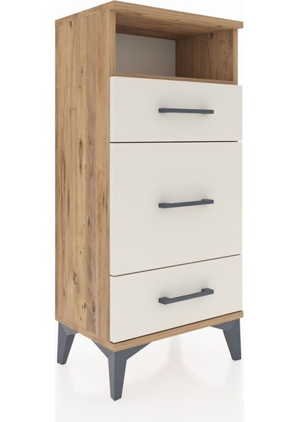 Arges Komodin Tek Raflı 3 Çekmeceli 44X30X96 Çam-Aytaşı fiyatları
