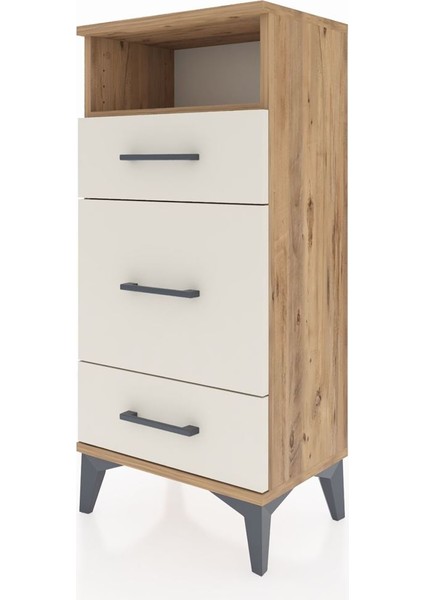 Arges Komodin Tek Raflı 3 Çekmeceli 44X30X96 Çam-Aytaşı modelleri