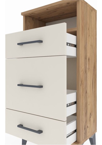 Arges Komodin Tek Raflı 3 Çekmeceli 44X30X96 Çam-Aytaşı indirimleri