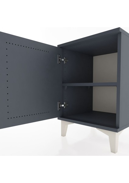 Hyperion Komodin Tek Raflı Tek Kapaklı 44X44X64 Antrasit-Antrasit indirimleri