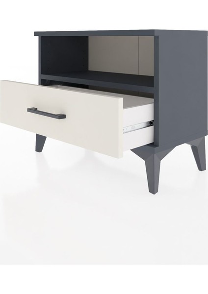 Arges Komodin Tek Raflı Tek Çekmeceli 60X30X48 Antrasit-Aytaşı fırsatları