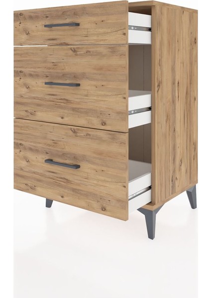 Hyperion Komodin 3 Çekmeceli 60X44X96 Çam-Çam fırsatları