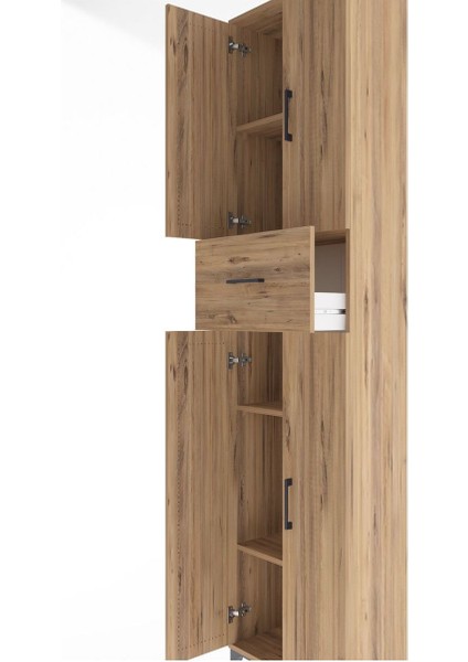 Arges Dolap 4 Raflı Tek Çekmeceli 4 Kapaklı 60X30X243 Çam-Çam indirimleri