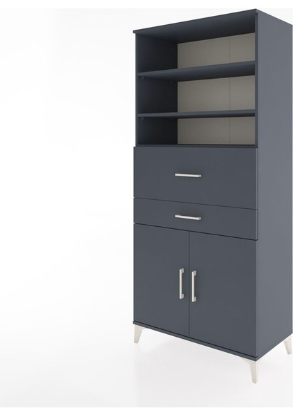 Hyperion Dolap 4 Raflı 2 Çekmeceli 2 Kapaklı 88X44X195 Antrasit-Antrasit modelleri