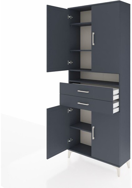 Arges Dolap 5 Raflı 2 Çekmeceli 4 Kapaklı 88X30X221 Antrasit-Antrasit fırsatları