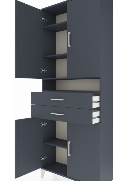 Arges Dolap 5 Raflı 2 Çekmeceli 4 Kapaklı 88X30X221 Antrasit-Antrasit indirimleri