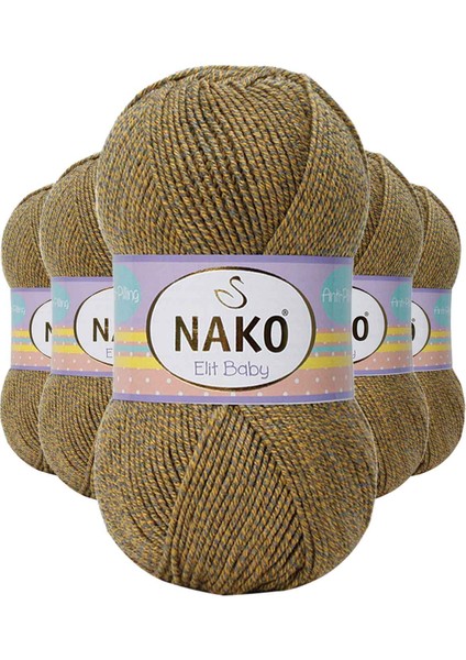 5 Adet Elite Baby El Örgü Ipi Tüylenmeyen Bebek Yünü Sarı Gri 21354