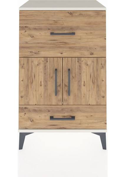 Hyperion Komodin Tek Raflı 2 Çekmeceli 2 Kapaklı 60X44X96 Aytaşı-Çam
