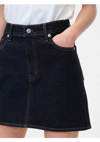 Kadın Lacivert Denim Mini Etek modelleri