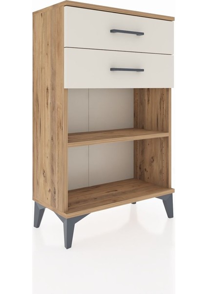 Arges Komodin Tek Raflı 2 Çekmeceli 60X30X96 Çam-Aytaşı fiyatları