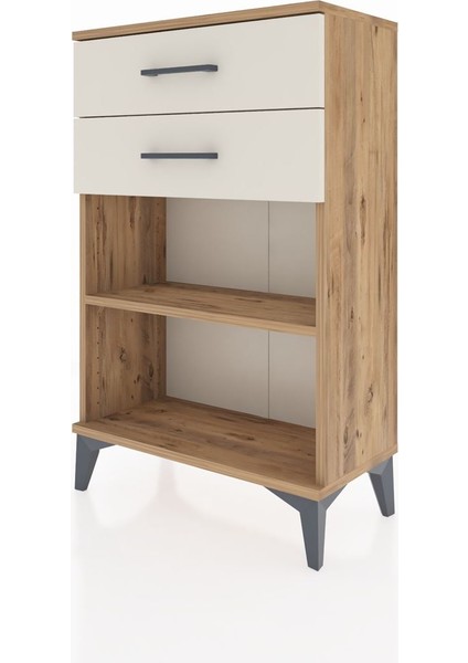 Arges Komodin Tek Raflı 2 Çekmeceli 60X30X96 Çam-Aytaşı modelleri