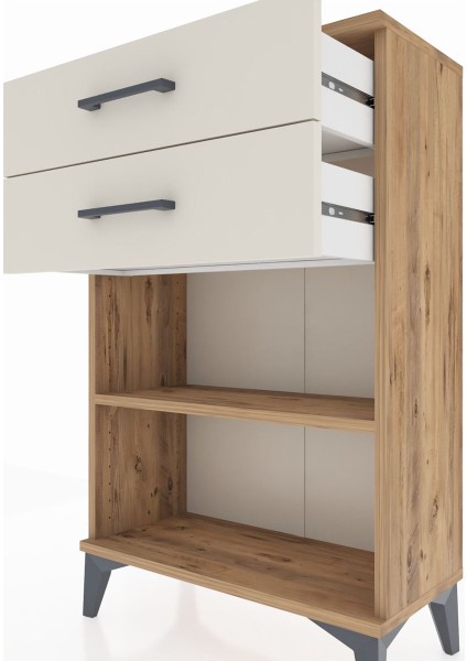 Arges Komodin Tek Raflı 2 Çekmeceli 60X30X96 Çam-Aytaşı indirimleri