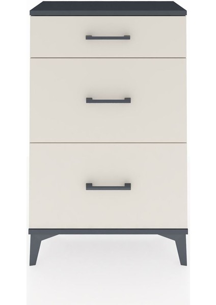Arges Komodin 3 Çekmeceli 60X30X96 Antrasit-Aytaşı