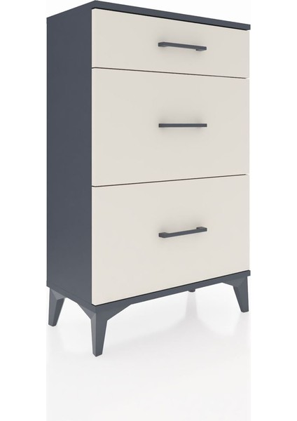 Arges Komodin 3 Çekmeceli 60X30X96 Antrasit-Aytaşı fiyatları