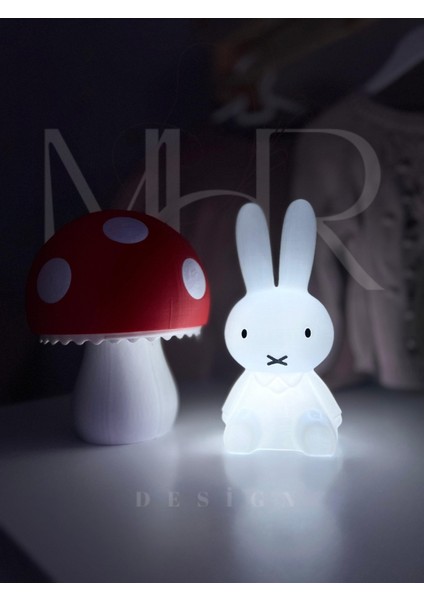 Beyaz Miffy Tavşan Gece Lambası, Orta Boy, Pilli, 18 Cm, Şık ve Rahatlatıcı Işık