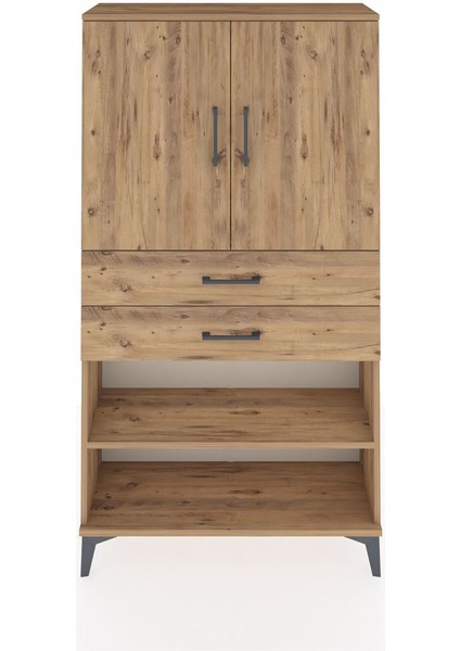 Arges Dolap 3 Raflı 2 Çekmeceli 2 Kapaklı 88X30X163 Çam-Çam