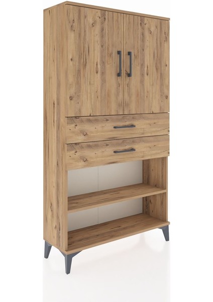 Arges Dolap 3 Raflı 2 Çekmeceli 2 Kapaklı 88X30X163 Çam-Çam fiyatları