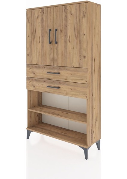 Arges Dolap 3 Raflı 2 Çekmeceli 2 Kapaklı 88X30X163 Çam-Çam modelleri