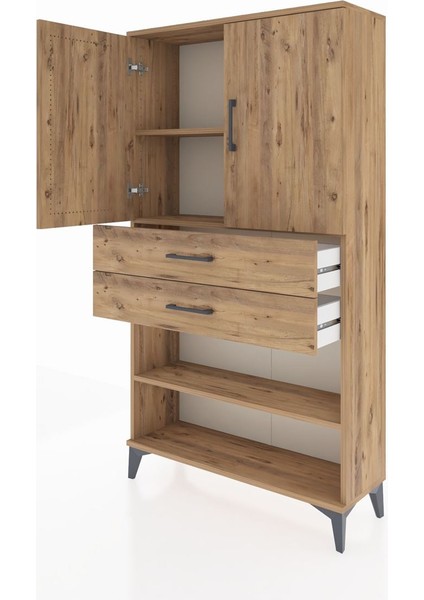 Arges Dolap 3 Raflı 2 Çekmeceli 2 Kapaklı 88X30X163 Çam-Çam fırsatları