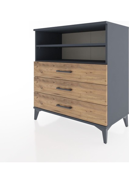 Hyperion Şifonyer 2 Raflı 3 Çekmeceli 88X44X96 Antrasit-Çam modelleri
