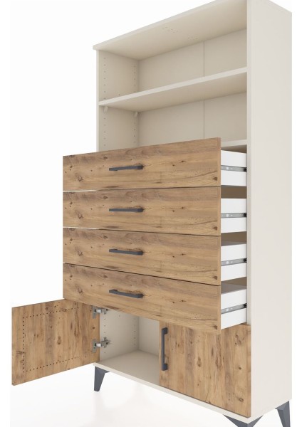 Arges Dolap 2 Raflı 4 Çekmeceli 2 Kapaklı 88X30X163 Aytaşı-Çam indirimleri