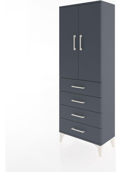Arges Dolap 3 Raflı 4 Çekmeceli 2 Kapaklı 60X30X163 Antrasit-Antrasit modelleri