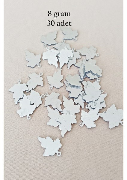 Oya Abiye Bileklik Kolye Pleksi Metalik Plastik Pul Gümüş Renk 8 Gram 30 Adet - BNC532