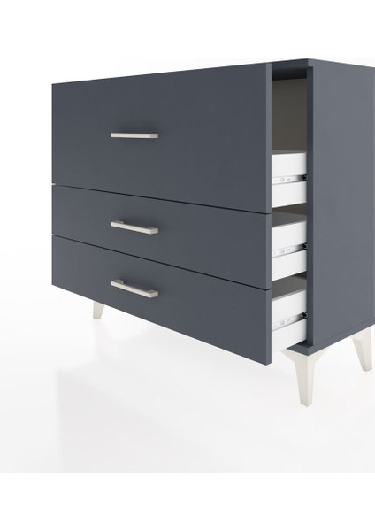 Arges Şifonyer 3 Çekmeceli 88X30X80 Antrasit-Antrasit fırsatları
