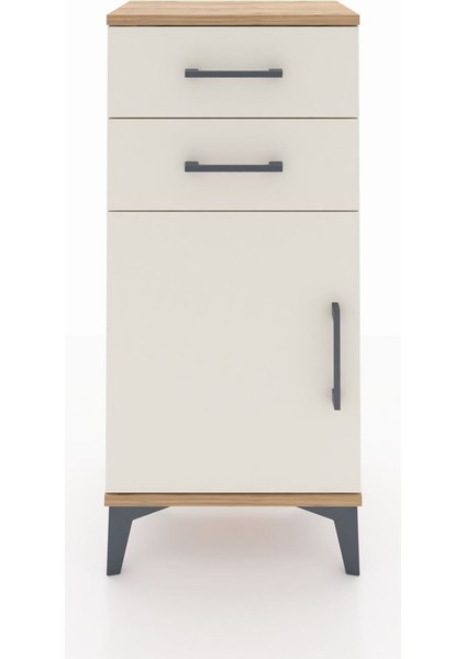 Arges Komodin Tek Raflı 2 Çekmeceli Tek Kapaklı 44X30X96 Çam-Aytaşı