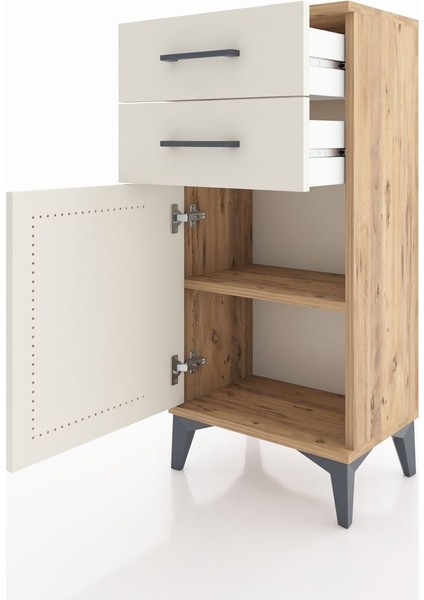 Arges Komodin Tek Raflı 2 Çekmeceli Tek Kapaklı 44X30X96 Çam-Aytaşı fırsatları
