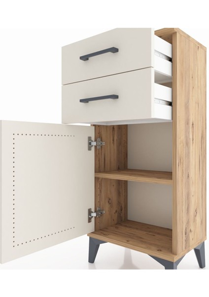 Arges Komodin Tek Raflı 2 Çekmeceli Tek Kapaklı 44X30X96 Çam-Aytaşı indirimleri