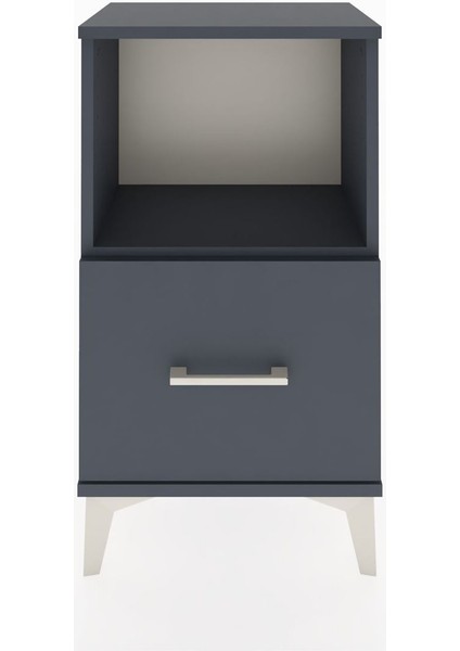 Arges Komodin Tek Raflı Tek Çekmeceli 44X30X80 Antrasit-Antrasit