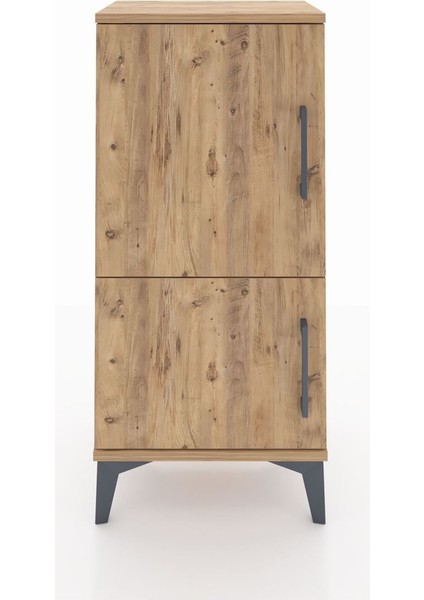 Arges Komodin 3 Raflı 2 Kapaklı 44X30X96 Çam-Çam