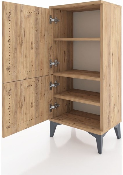 Arges Komodin 3 Raflı 2 Kapaklı 44X30X96 Çam-Çam fırsatları