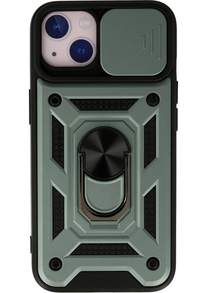 iPhone 15 Kılıf Pars Lens Yüzüklü Silikon - Yeşil - MKR029497-6223