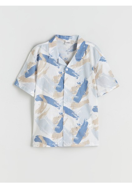 Yeni Sezon Desenli Kısa Kollu Erkek Çocuk Gömlek