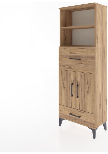 Arges Dolap 4 Raflı 2 Çekmeceli 2 Kapaklı 60X30X163 Çam-Çam modelleri