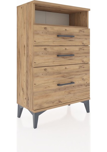 Arges Komodin Tek Raflı 3 Çekmeceli 60X30X96 Çam-Çam fiyatları