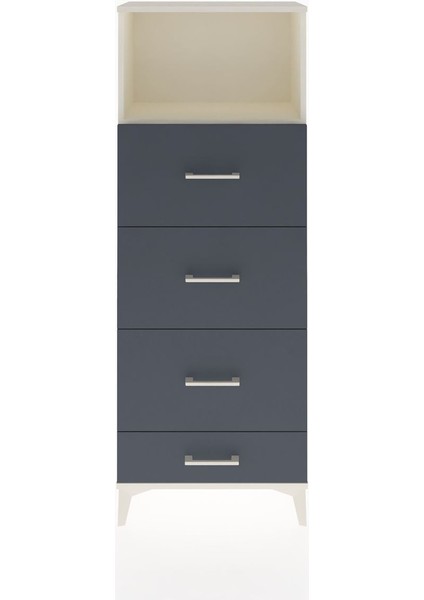 Arges Dolap Tek Raflı 4 Çekmeceli 60X30X163 Aytaşı-Antrasit