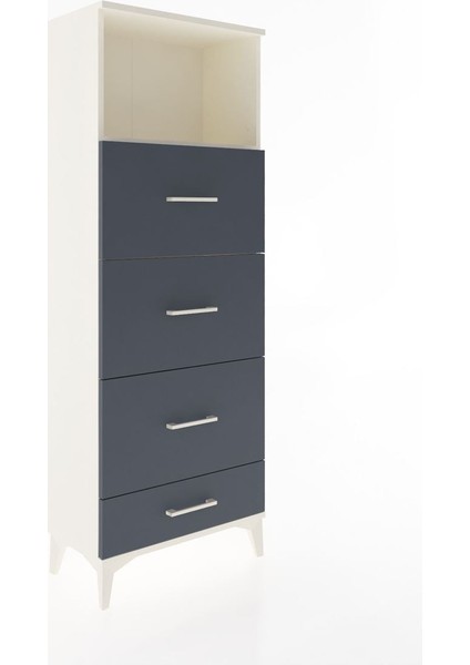 Arges Dolap Tek Raflı 4 Çekmeceli 60X30X163 Aytaşı-Antrasit fiyatları