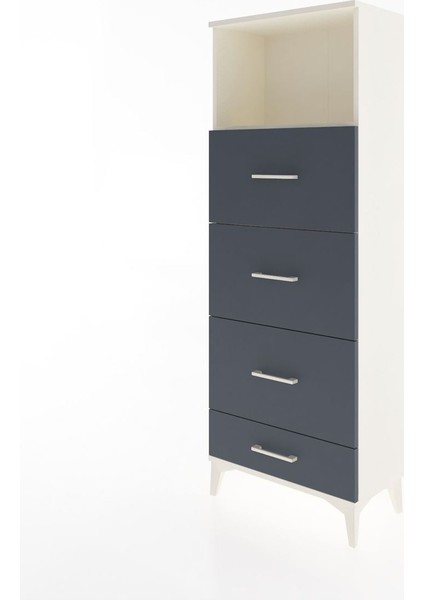 Arges Dolap Tek Raflı 4 Çekmeceli 60X30X163 Aytaşı-Antrasit modelleri