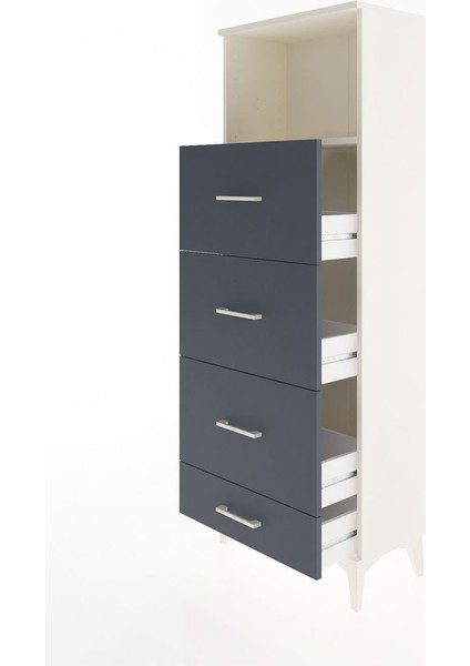 Arges Dolap Tek Raflı 4 Çekmeceli 60X30X163 Aytaşı-Antrasit fırsatları