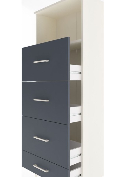 Arges Dolap Tek Raflı 4 Çekmeceli 60X30X163 Aytaşı-Antrasit indirimleri