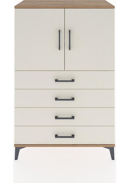 Hyperion Dolap 2 Raflı 4 Çekmeceli 2 Kapaklı 88X44X134 Çam-Aytaşı