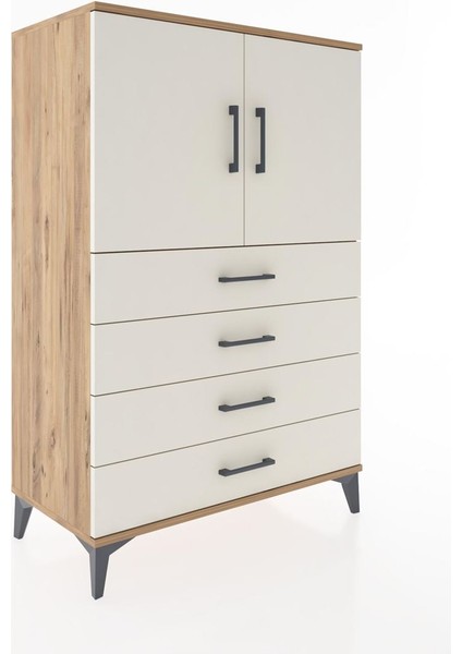 Hyperion Dolap 2 Raflı 4 Çekmeceli 2 Kapaklı 88X44X134 Çam-Aytaşı fiyatları