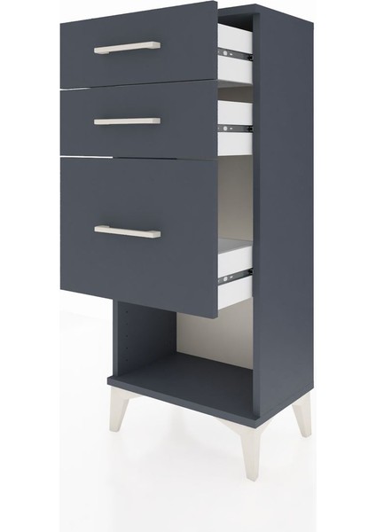 Arges Komodin 3 Çekmeceli 44X30X106 Antrasit-Antrasit fırsatları