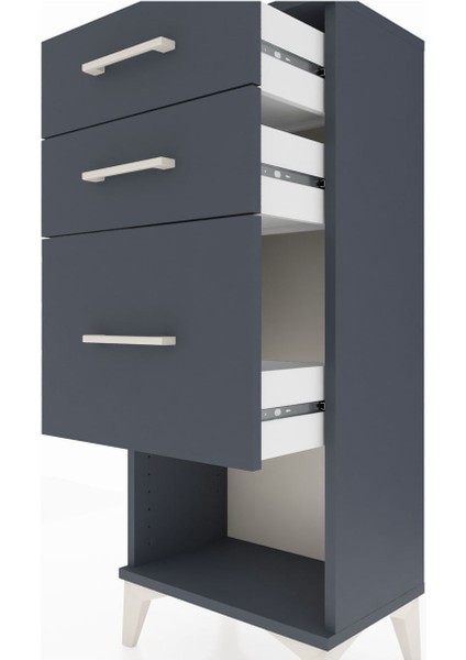 Arges Komodin 3 Çekmeceli 44X30X106 Antrasit-Antrasit indirimleri