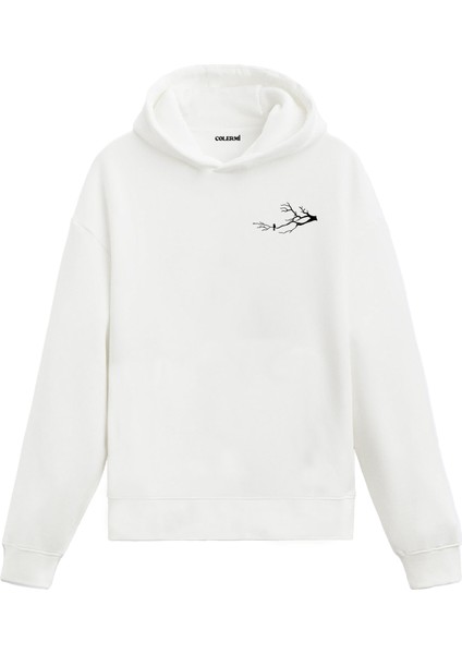 Ağaç Dalı ve Kuş Tasarım Baskılı Unisex Kapüşonlu Hoodie