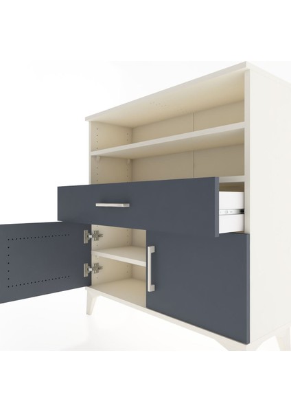 Arges Şifonyer 3 Raflı Tek Çekmeceli 2 Kapaklı 88X30X96 Aytaşı-Antrasit indirimleri