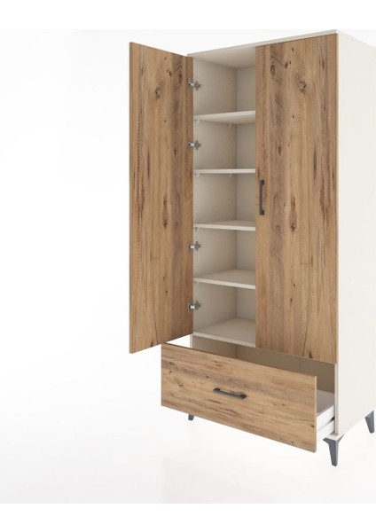 Hyperion Dolap 5 Raflı Tek Çekmeceli 2 Kapaklı 88X44X195 Aytaşı-Çam fırsatları